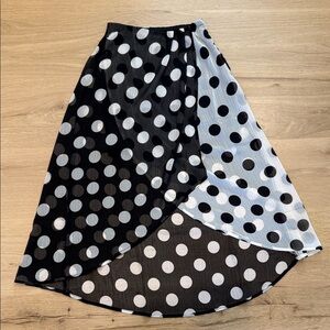 Sienna Sky Asymmetrical Polka Dot Skirt - Black and White